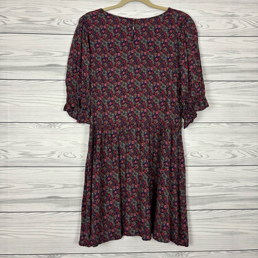 NATURAL LIFE Plum Floral Puff-Sleeve Mini Dress - Picture 5 of 7